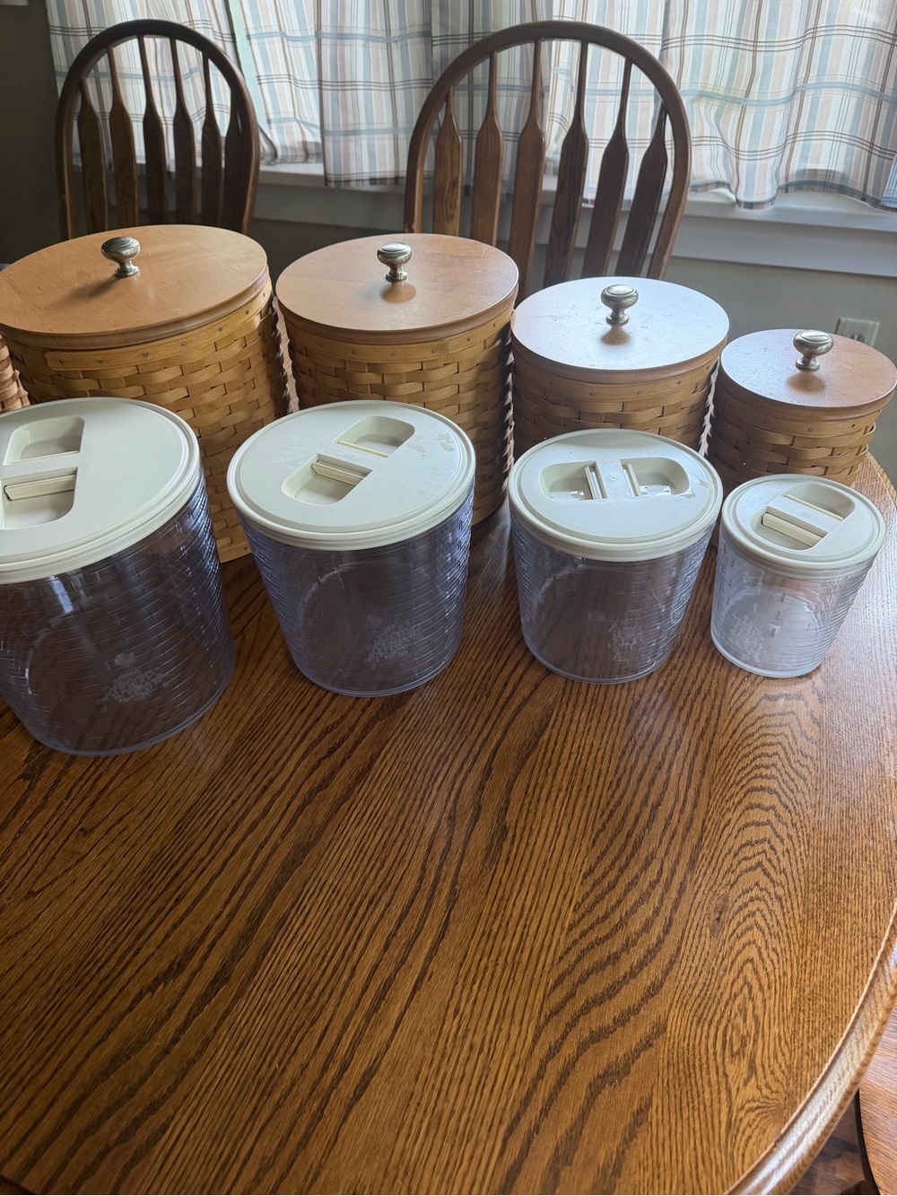 Longaberger Natural Woven Canister Set with Wooden Lids - Picture 2 of 4